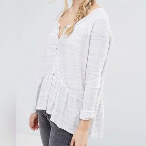 We The Free Free People Long Sleeve Coastline Thermal Henley Peplum Top